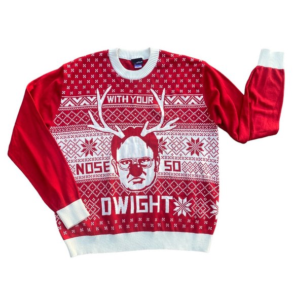 The Office Dwight Schrute Rudolph Red Nose so Dwight Ugly Christmas Sweater-XL - Picture 9 of 9